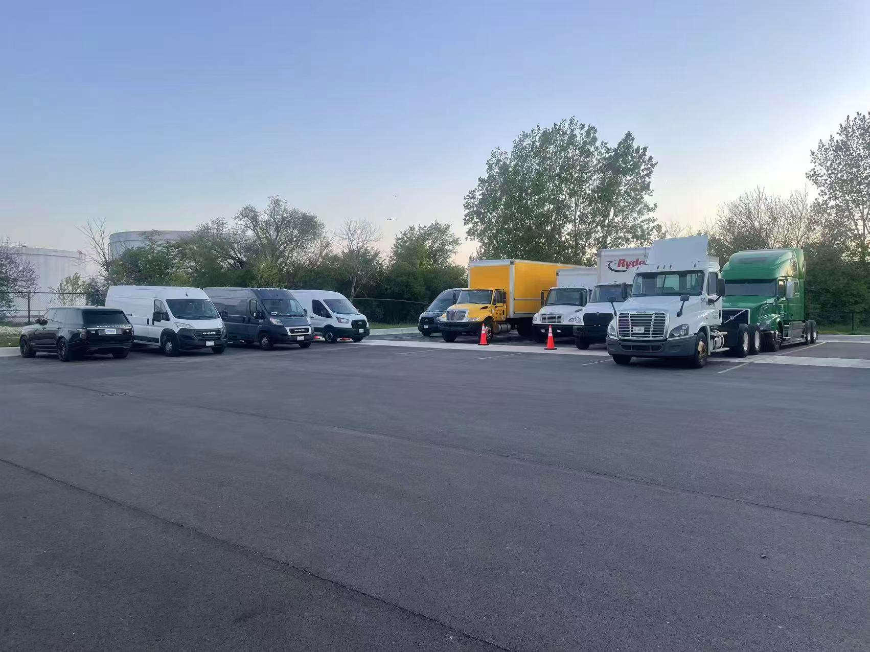 Multiple trucks at yard