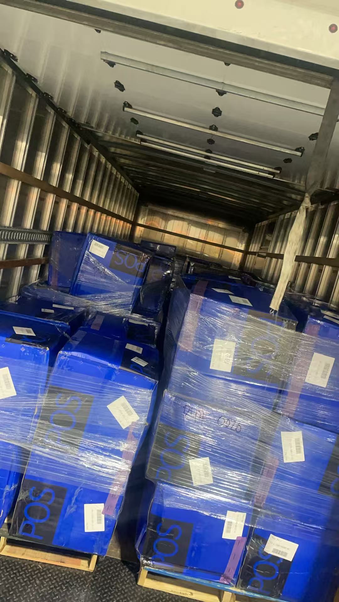 Cargo boxes inside trailer